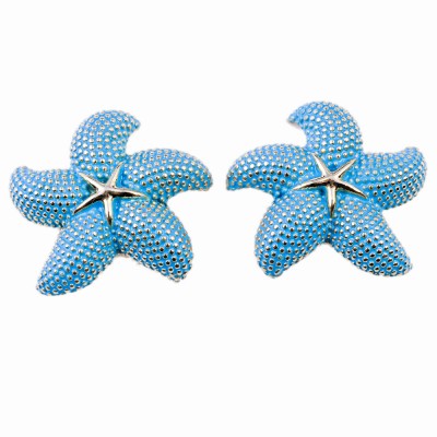 Gold and Enamel Starfish Earrings