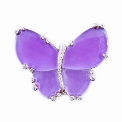 Resin and Crystal Butterfly Brooch