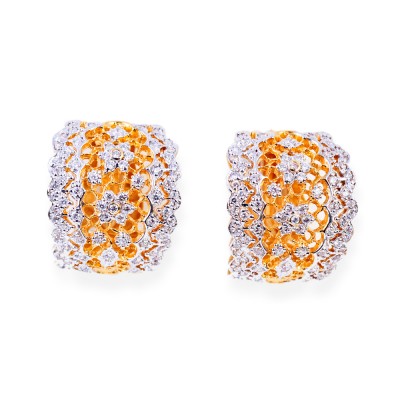 Gold Filigree and CZ (Cubic Zirconia) Earrings