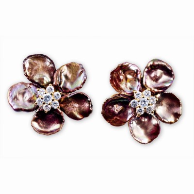 Keshi Pearl Flower Earrings