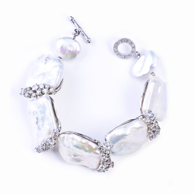 Fresh Water Pearl and CZ (Cubic Zirconia) Bracelet