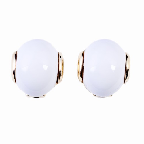White Resin and Gold Earrings
