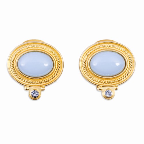 Aqua Resin and Gold Earrings