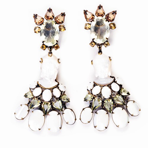 Mother of Pearl and Citrine Semi-Precious Drop Earrings