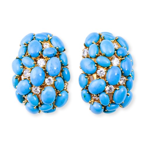 Turquoise and CZ (Cubic Zirconia) Semi-Precious Earrings