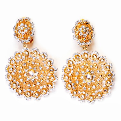 Gold Filigree and CZ (Cubic Zirconia) Earrings