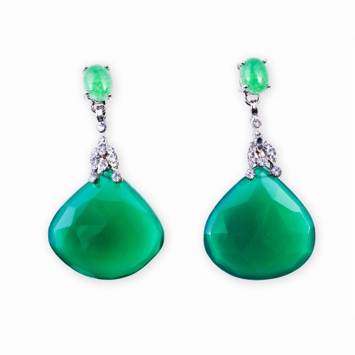 Jade and Rhinestone Earrings