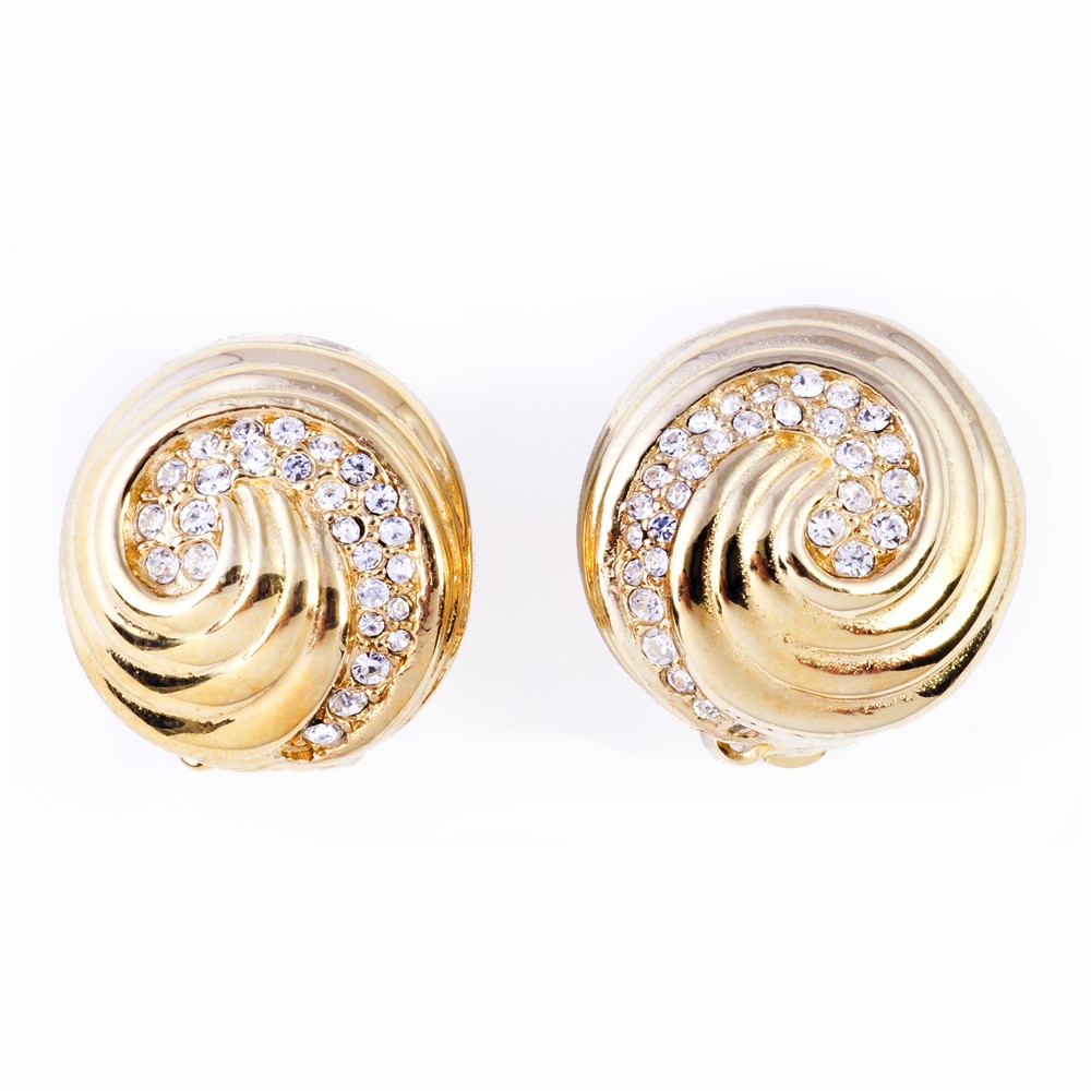Gold, Rhinestone Earrings