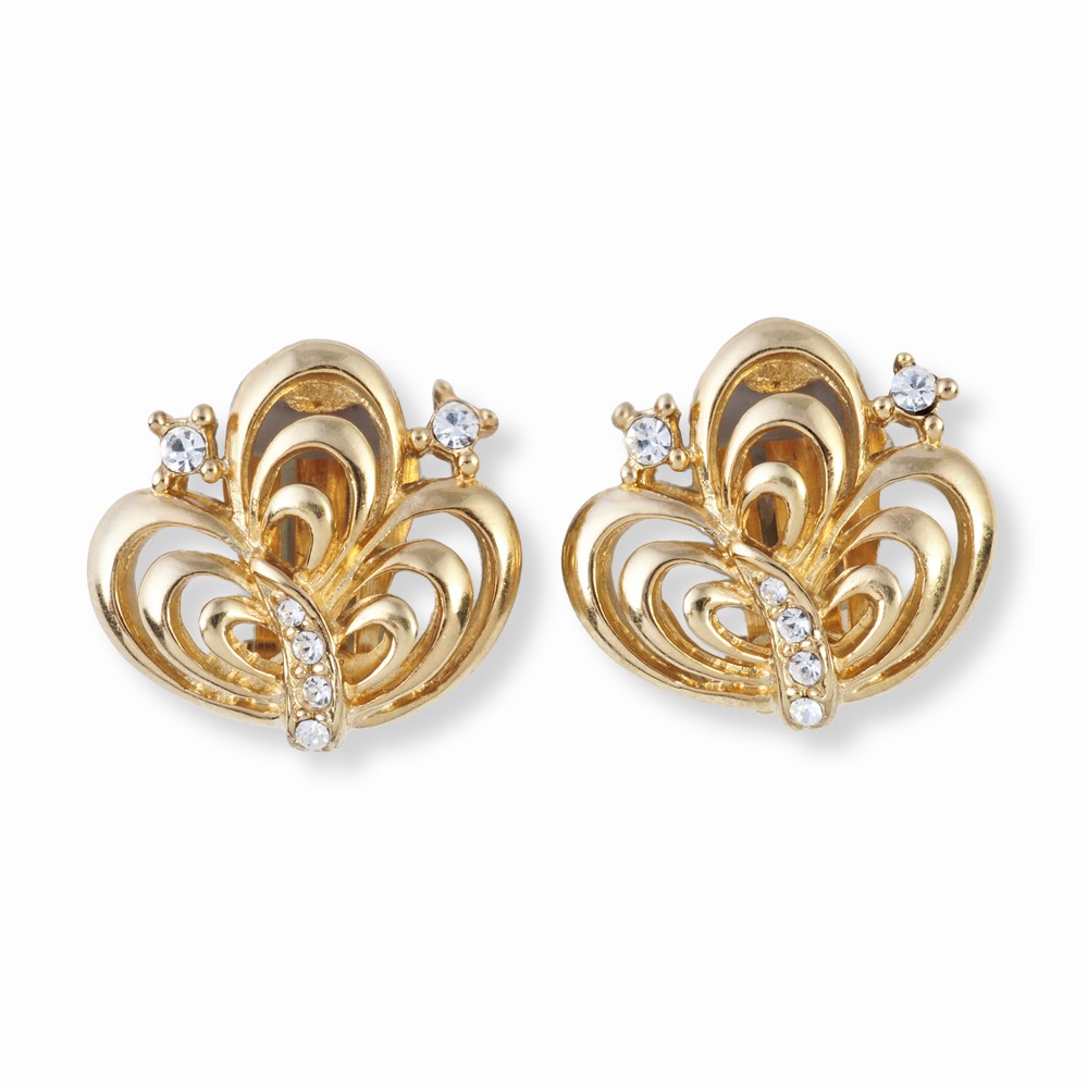 Gold, Rhinestone Earrings