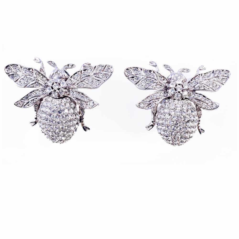 Silver, Rhinestone Earrings