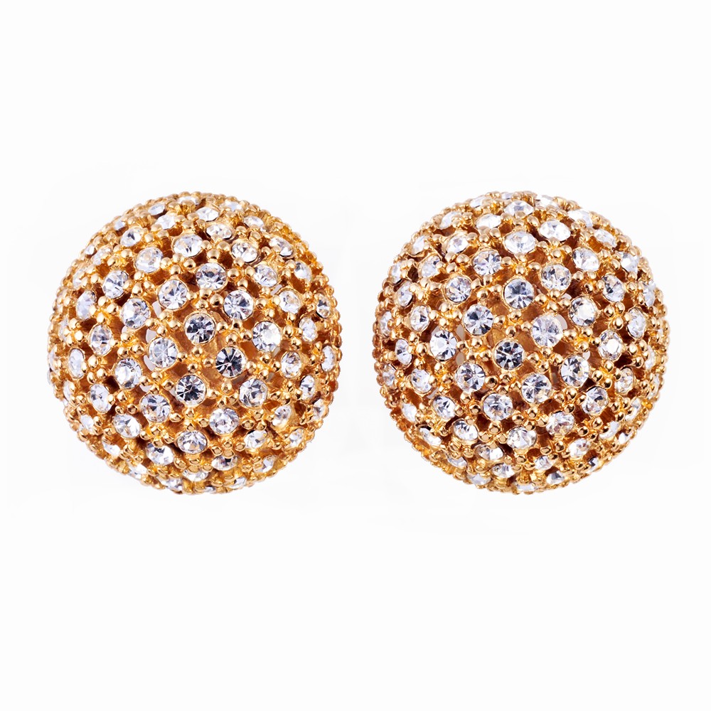Gold, Rhinestone Earrings