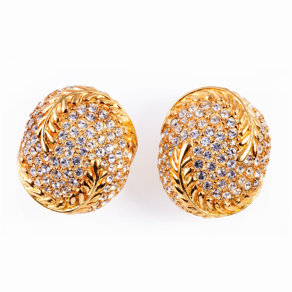 Gold and rhinestone earrings clearance