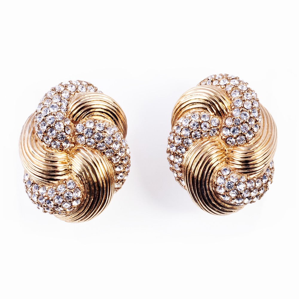 Gold, Rhinestone Earrings