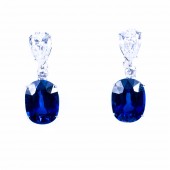 CZ (Cubic Zirconia) and Sapphire Drop Earrings