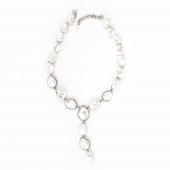 Fresh Water Pearl and CZ (Cubic Zirconia) Y Necklace